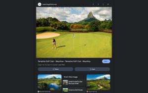 a picture of a golf course in a cell phone at Cosy Garden 2 in Flic-en-Flac