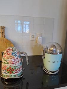 a kitchen counter with a mixer on a counter top at Luxury Oceanfront Elegancia in Kralendijk +15 photos