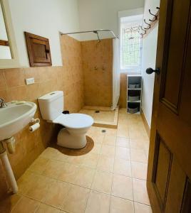 a bathroom with a toilet and a sink at The Strawberry Shed in Diamond Beach +13 photos