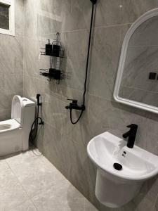 un baño con lavabo e inodoro en Luxury Apartment in Riyadh, en Riad 5 fotos más