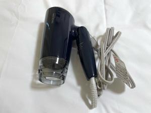a blue electric hair dryer and a bundle of hairpins at Docaホテル セルフチェックイン in Fukuoka