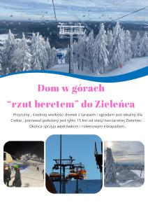 a flyer for a ski resort with snow covered trees at Villa Monte Apartament z ogrodem in Kudowa-Zdrój
