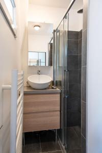 a bathroom with a sink and a shower at Lovely Paris appartment in Paris