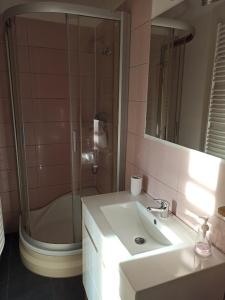 Vannituba majutusasutuses Apartmán u Mlsného medvěda