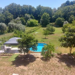 an outdoor swimming pool in a field with trees at Apartment Casa Abundancia Grande in Vila Nova de Poiares