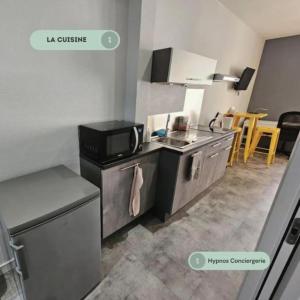 una cucina con lavello e fornello di Magnifique Studio - Centre ville - Pèlerins a Le Puy en Velay