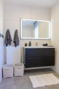 ein Badezimmer mit Waschbecken und Spiegel in der Unterkunft Maison cosy et bien située in Colmar + 18 Fotos