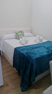 Un pat sau paturi într-o cameră la APARTAMENTO PLAYA PORTONOVo una habitación Sanxenxo