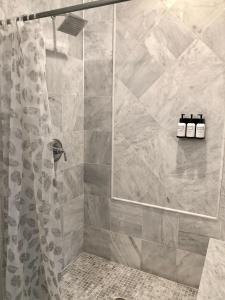bagno con doccia e 3 bottiglie di shampoo di Modern Victorian Elegance - 5 Blocks to The US Capitol a Washington