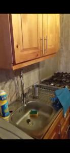 a kitchen counter with a sink and a stove at Patagon karim in Puerto Cahacabuco