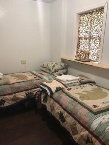 Dos camas sentadas en una habitación con ventana. en Scout Lake Adventures - LAKE FRONT fishing avail, en Soldotna 11 fotos más