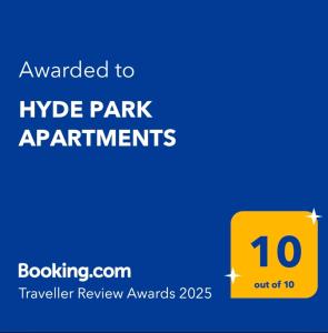 a yellow sign with the text wanted to hype park experiments at HYDE PARK APARTMENTS in Čakovec