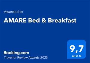 Certificato, attestato, insegna o altro documento esposto da AMARE Bed & Breakfast