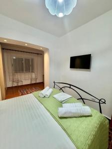 ティラナにあるGarden Apartmentsのベッドとタオル2枚のある寝室 +22枚の写真