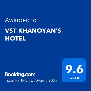 Vottorð, verðlaun, skilti eða annað skjal til sýnis á VST KHANOYAN'S HOTEL