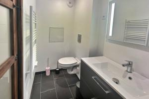 a white bathroom with a toilet and a sink at Magnifique, T2 Bis spacieux & calme, Neuf, Parking in Gerde