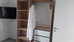 比斯卡罗斯Le bleu cargo的带木架子和电视的壁橱