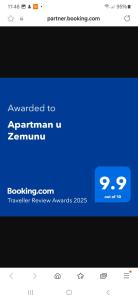 Certifikát, hodnocení, plakát nebo jiný dokument vystavený v ubytování Apartman u Zemunu