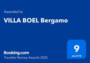 Certificato, attestato, insegna o altro documento esposto da VILLA BOEL Bergamo
