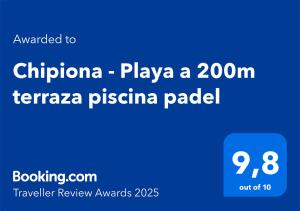Et logo, certifikat, skilt eller en pris der bliver vist frem på Chipiona - Playa a 200m terraza piscina padel
