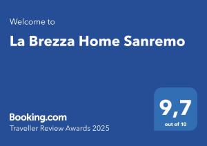 Сертификат, награда, вывеска или другой документ, выставленный в La Brezza Home Sanremo