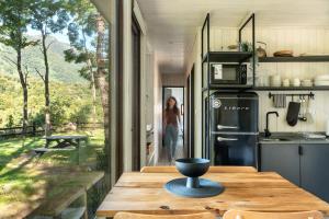 Kuchyň nebo kuchyňský kout v ubytování Carintia Cabins