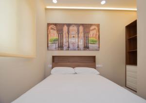 een slaapkamer met een bed en een schilderij aan de muur bij Home4u San Ambrosio in Granada