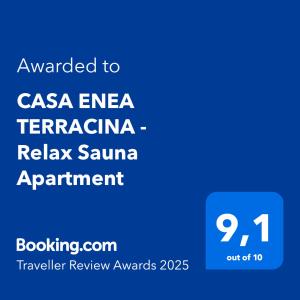 Certifikát, ocenenie alebo iný dokument vystavený v ubytovaní CASA ENEA TERRACINA - Relax Sauna Apartment