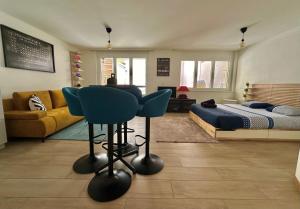 Χώρος καθιστικού στο Appartement vue lac Montreux