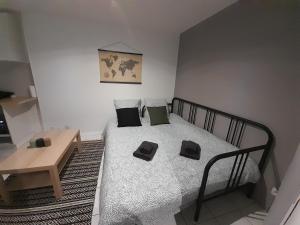 Posteľ alebo postele v izbe v ubytovaní Charmant Studio l'Arnon à Issoudun