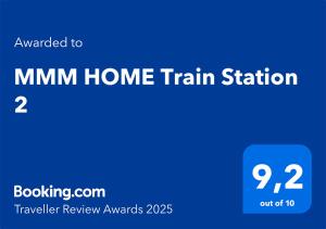 Certifikát, hodnocení, plakát nebo jiný dokument vystavený v ubytování MMM HOME Train Station 2