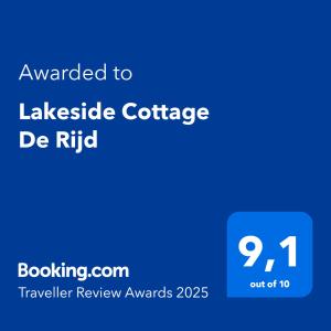un cartello blu con il testo assegnato al caffè de riff sul lago di Lakeside Cottage De Rijd a Nieuwe-Niedorp