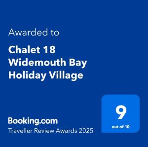Certifikát, hodnocení, plakát nebo jiný dokument vystavený v ubytování Chalet 18 Widemouth Bay Holiday Village