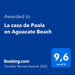 ein Screenshot eines Telefons mit dem Text, der der Casa de papaza verliehen wurde in der Unterkunft La casa de Paola en Aguacate Beach in Motril