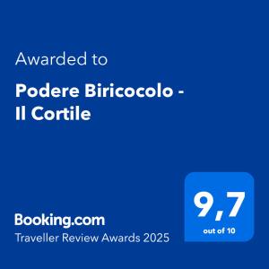 Certifikát, hodnocení, plakát nebo jiný dokument vystavený v ubytování Podere Biricocolo - Il Cortile