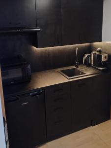Kuchyňa alebo kuchynka v ubytovaní Sunny Apartment Warszawa + 11 fotografií