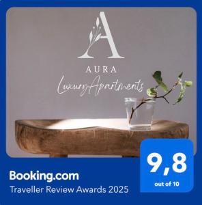 Certifikát, hodnocení, plakát nebo jiný dokument vystavený v ubytování Αura Luxury Apartments