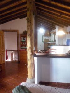 a kitchen with a counter top in a room at Acogedor apartamento al sur de la Sierra de Gredos in Poyales del Hoyo