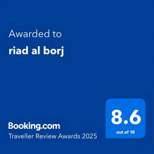 Certifikát, hodnocení, plakát nebo jiný dokument vystavený v ubytování Riad Al Borj