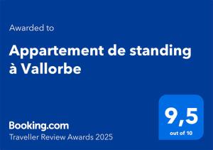 Certifikát, hodnocení, plakát nebo jiný dokument vystavený v ubytování Appartement de standing à Vallorbe