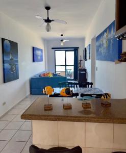 Televisyen dan/atau pusat hiburan di Apartmento em Mongaguá