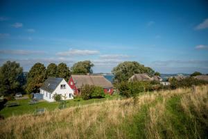 a house on a hill next to a field at Ferienwohnungen Müller in Gager