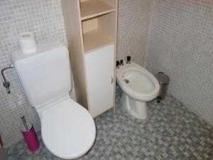 a bathroom with a toilet and a sink at Centrally-located apartment in Veysonnaz in Veysonnaz +13 photos