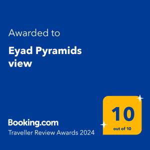 Certifikat, nagrada, znak ali drug dokument, ki je prikazan v nastanitvi Eyad Pyramids view