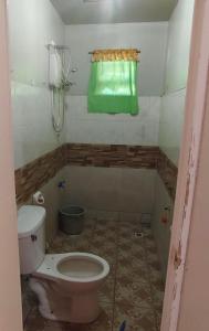 a bathroom with a toilet and a green window at Diva Sunrise beach resort in Dipaculao