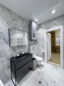 Spacious and Premium 2 Bedroom Apartment with Panoramic Terrace and Rudaki Park View in Prime Dushanbe Location的一间浴室