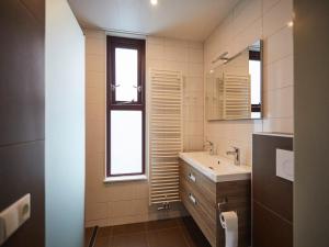 a bathroom with a sink and a mirror at Holiday Home in Zeeland near Beaches in Heinkensand +20 photos