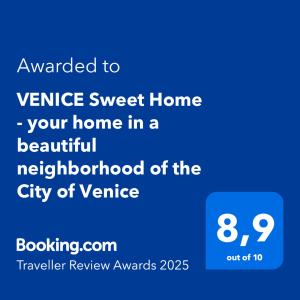 VENICE Sweet Home - your home in a beautiful neighborhood of the City of Venice tanúsítványa, márkajelzése vagy díja