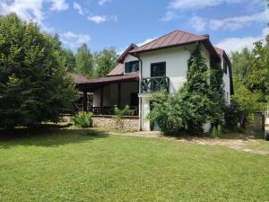 a house with a green yard in front of it at Roztoczańska Posiadłość in Lipsko-Polesie