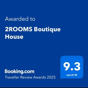 Certifikát, hodnocení, plakát nebo jiný dokument vystavený v ubytování 2ROOMS Boutique House
